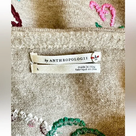 Anthropologie Embroidered Pullover Sweater in Neutral Motif - Picture 10 of 12